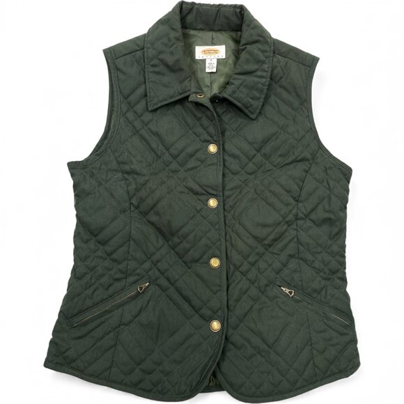 Talbots Olive Green Quilted Horse Riding Equestrian Vest Jacket Petites 0 - Picture 1 of 9
